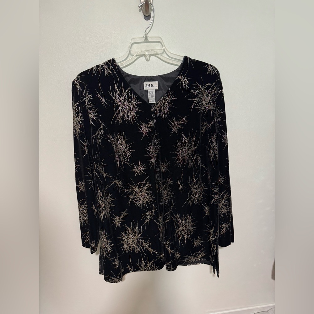 JBS Black & Gold Beaded Evening Top – 18W / XL